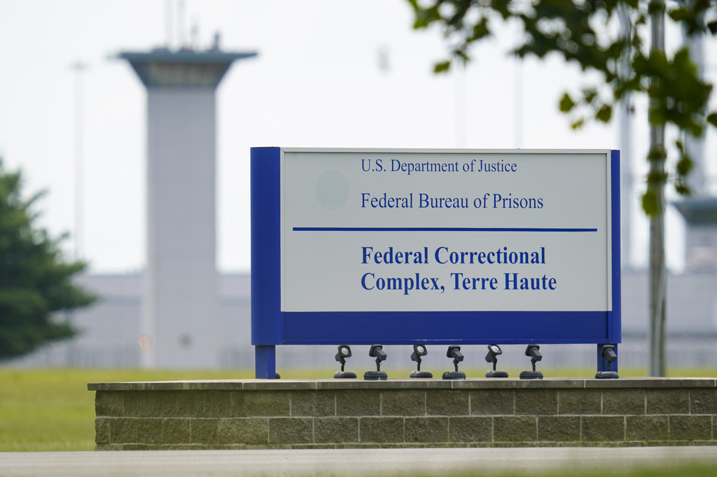FILE - The federal prison complex in Terre Haute, Ind, Aug. 28, 2020. (AP Photo/Michael Conroy, File)