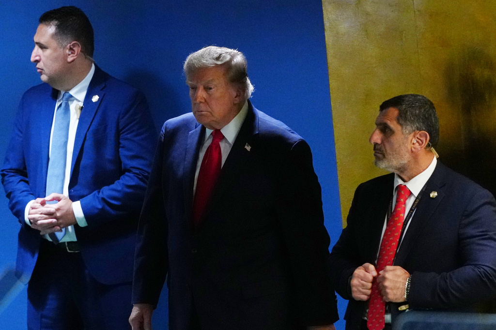 President Donald Trump arrives to speak to the United Nations General Assembly, Tuesday, Sept. 22, 2026, at the UN headquarters. (AP Photo/Julia Demaree Nikhinson)