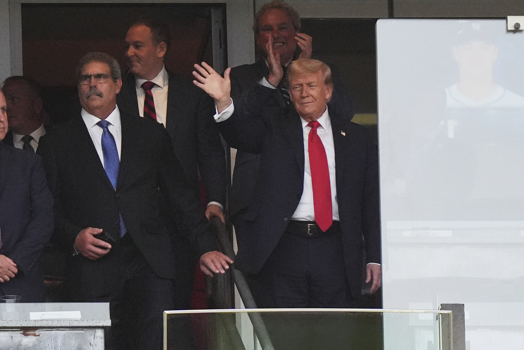 President Donald Trump arrives at Yankee Stadium before a baseball game between the New York Yankees and the Detroit Tigers Thursday, Sept. 11, 2025, in New York. (AP Photo/Frank Franklin II)