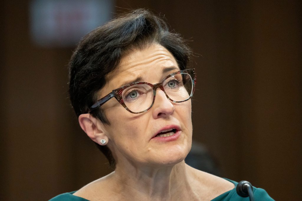 FILE - Jane Fraser, CEO, Citigroup, speaks during a Senate Banking, Housing, and Urban Affairs Committee oversight hearing to examine Wall Street firms on Capitol Hill, Wednesday, Dec. 6, 2023 in Washington. (AP Photo/Alex Brandon, File)
