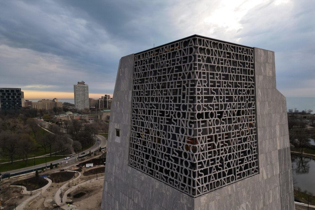 The Obama Presidential Center is seen Thursday, April 9, 2026, in Chicago. (AP Photo/Erin Hooley)
