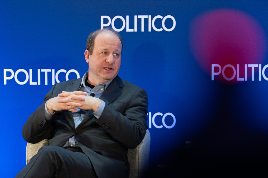 FILE - Gov. Jared Polis, D-Colo., speaks at an event at the National Governors Association Winter Meeting, Feb. 19, 2026, in Washington. (AP Photo/Allison Robbert, File)