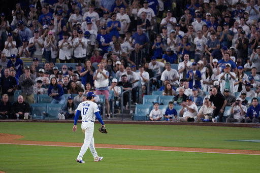 Los Angeles Dodgers' Shohei Ohtani leaves the game during the seventh inning in Game 4 of baseball's World Series against the Toronto Blue Jays, Tuesday, Oct. 28, 2025, in Los Angeles. (AP Photo/David J. Phillip) Los Angeles Dodgers' Shohei Ohtani leaves the game during the seventh inning in Game 4 of baseball's World Series against the Toronto Blue Jays, Tuesday, Oct. 28, 2025, in Los Angeles. (AP Photo/David J. Phillip)