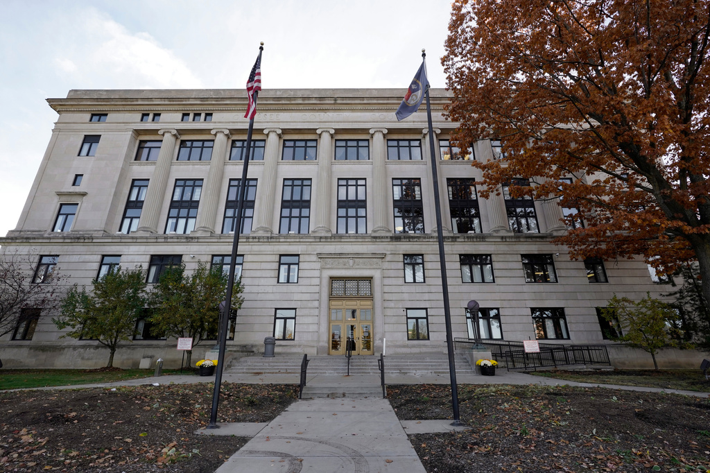 FILE - The Genesee County Courthouse is shown in Flint, Mich., Wednesday, Oct. 28, 2020. (AP Photo/Paul Sancya, File)