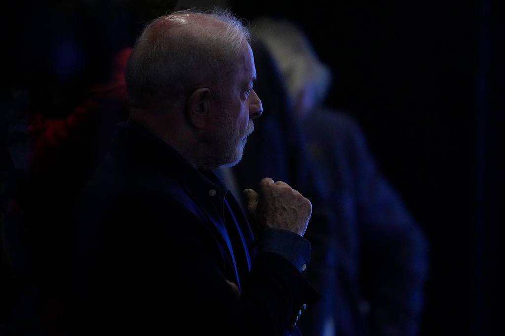 Brazilian President Luiz Inacio Lula da Silva listens to a presentation at the Amazon Regional Observatory of the Amazon Cooperation Treaty Organization in Brasilia, Brazil, Thursday, June 11, 2026. (AP Photo/Eraldo Peres)