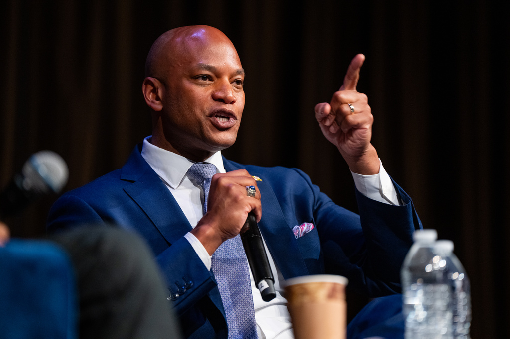 Wes Moore, Governor of Maryland, speaks during the National Action Network (NAN) Convention in New York, Thursday, April 9, 2026. (AP Photo/Angelina Katsanis)