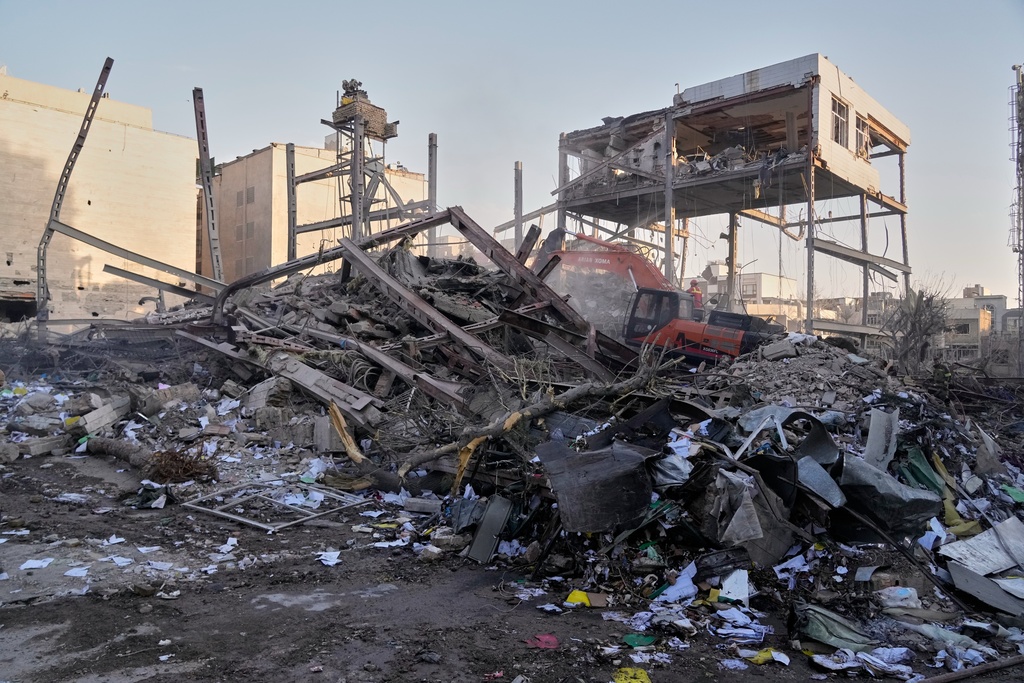 A destroyed police station is seen after it was struck amid the U.S.–Israeli military campaign in Tehran, Iran, Monday, March 2, 2026. (AP Photo/Vahid Salemi)