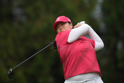 Angel Yin of the United States, tees off on the 3rd hole during the final between the United States team and Australia team for the LPGA International Crown golf tournament at the New Korea Country Club in Goyang, South Korea, Sunday, Oct. 26, 2025. (AP Photo/Lee Jin-man) Angel Yin of the United States, tees off on the 3rd hole during the final between the United States team and Australia team for the LPGA International Crown golf tournament at the New Korea Country Club in Goyang, South Korea, Sunday, Oct. 26, 2025. (AP Photo/Lee Jin-man)