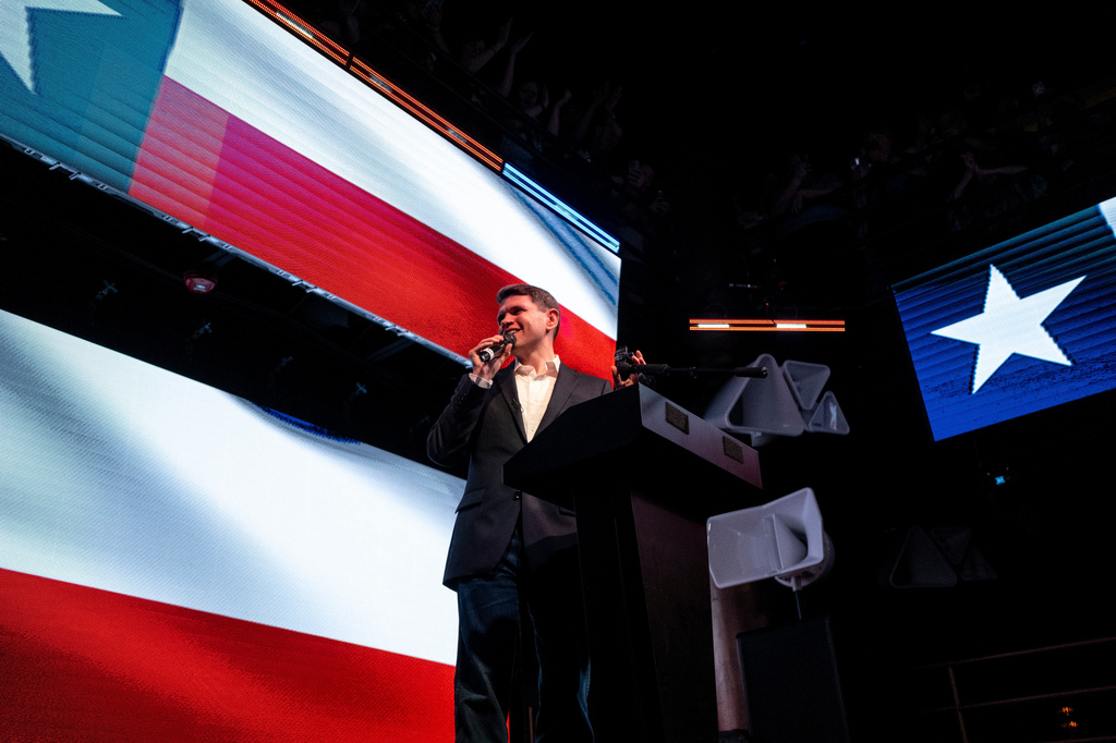Texas state Rep. and Democratic Senate candidate James Talarico attends a rally in Houston, Wednesday, May 27, 2026. (AP Photo/Joel Angel Juarez)