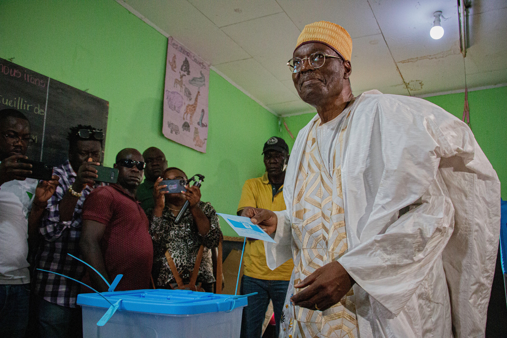 Presidential opposition candidate Issa Tchiroma casts his ballot at a polling station in Garoua, Cameroon, Sunday, Oct. 12, 2025 (AP Photo / Welba Yamo Pascal