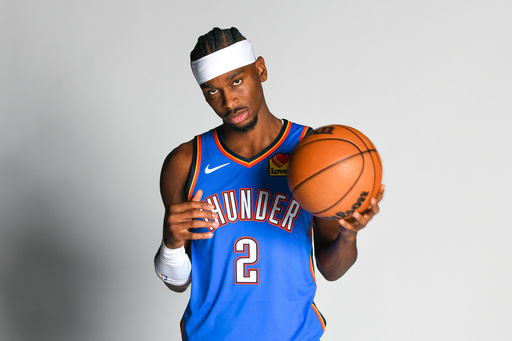 Oklahoma City Thunder guard Shai Gilgeous-Alexander poses for a photo during the NBA basketball team's media day, Monday, Sept. 29, 2025, in Oklahoma City. (AP Photo/Kyle Phillips) Oklahoma City Thunder guard Shai Gilgeous-Alexander poses for a photo during the NBA basketball team's media day, Monday, Sept. 29, 2025, in Oklahoma City. (AP Photo/Kyle Phillips)