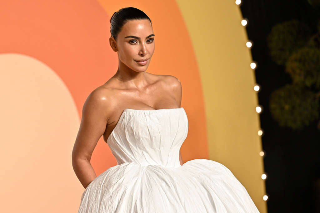 FILE - Kim Kardashian arrives at the Vanity Fair Oscar Party on March 2, 2025, in Beverly Hills, Calif. (Photo by Evan Agostini/Invision/AP, File)