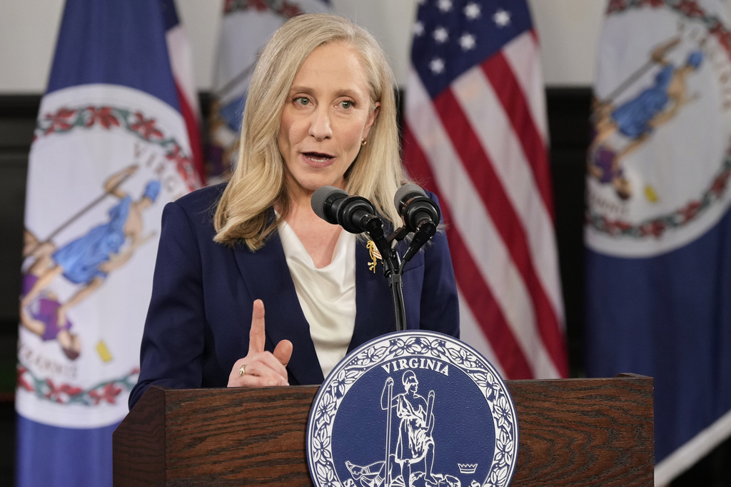 FILE - Virginia Gov. Abigail Spanberger delivers the Democratic response to President Donald Trump's State of the Union address, Feb. 24, 2026, in Williamsburg, Va. (AP Photo/Steve Helber, Pool, File)