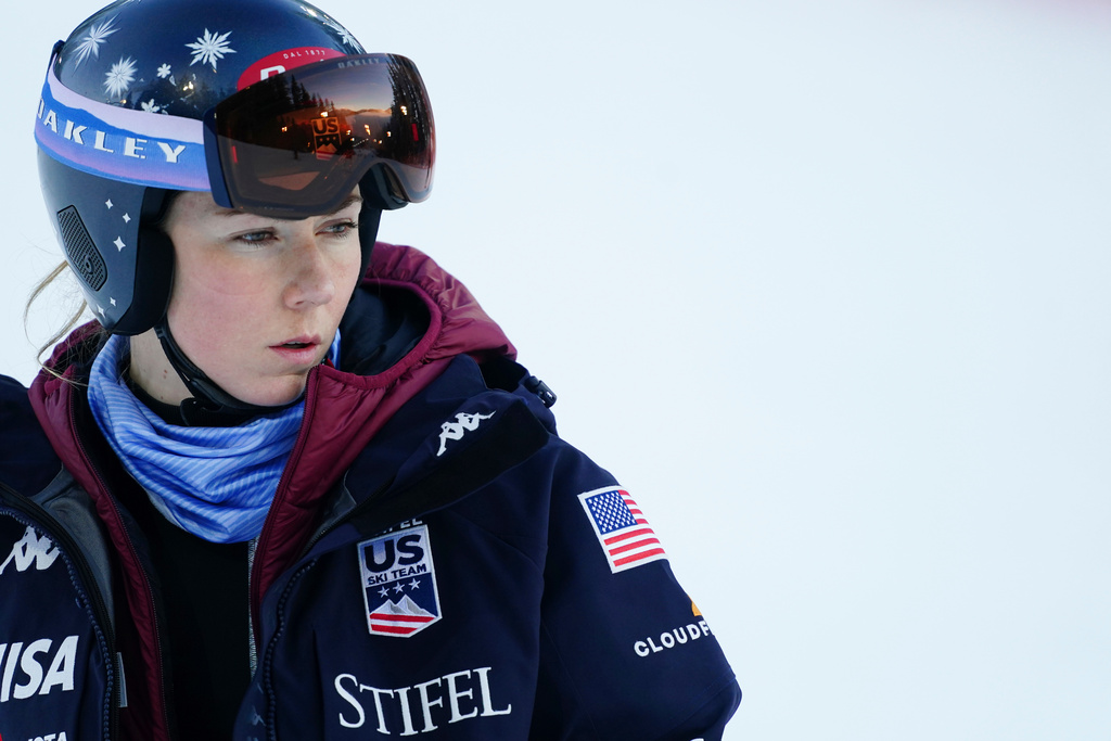 United States' Mikaela Shiffrin ahead of an alpine ski, women's World Cup giant slalom, in Semmering, Austria, Saturday, Dec. 27, 2025. (AP Photo/Pier Marco Tacca)
