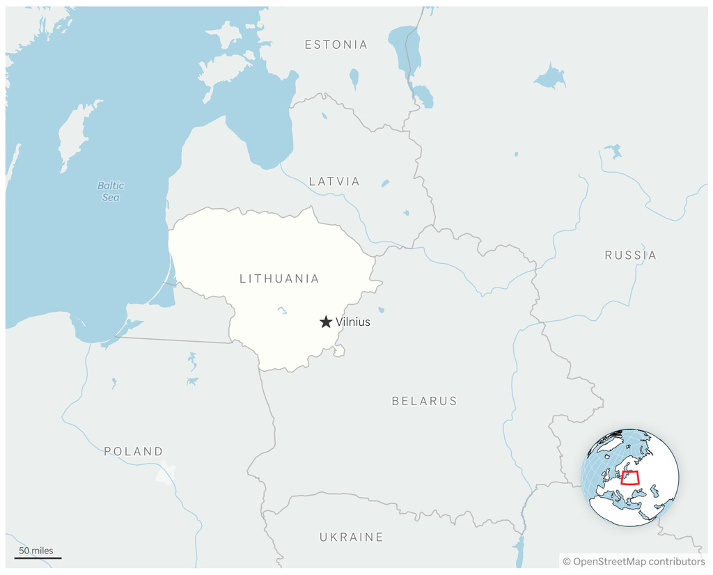 Map showing the location of Lithuania and its capital Vilnius. (AP Digital Embed)