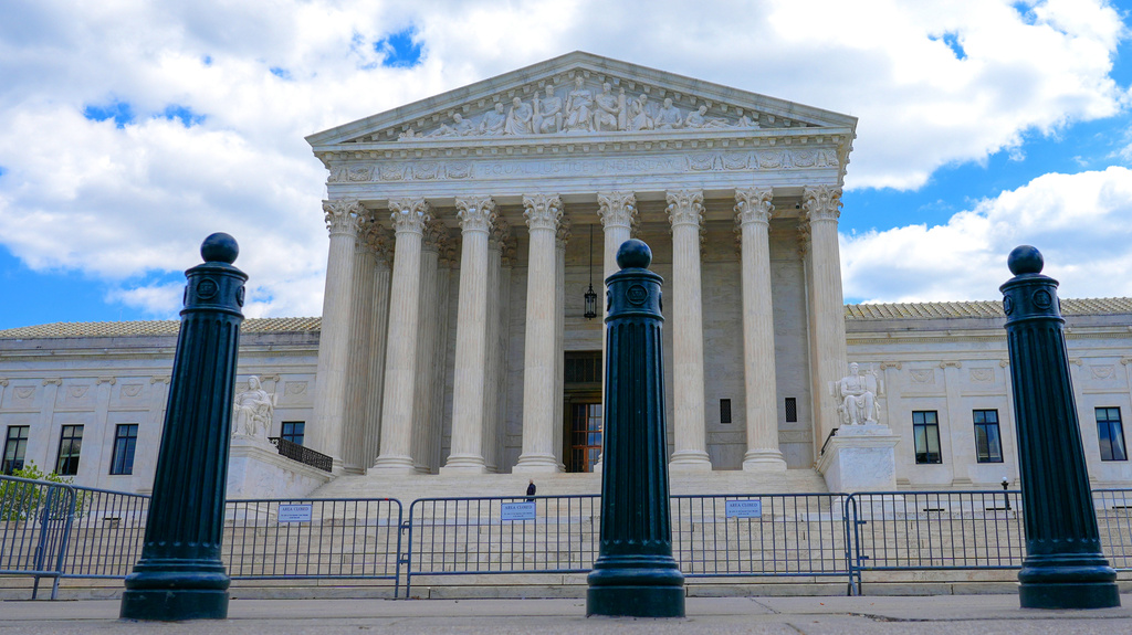 The U.S. Supreme Court is seen, Thursday, April 30, 2026, in Washington. (AP Photo/Mariam Zuhaib)