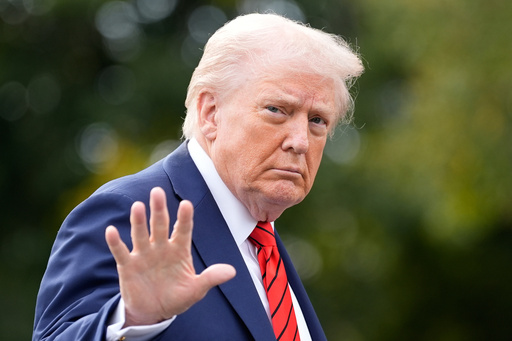 President Donald Trump walks on the South Lawn after arriving on Marine One at the White House, Friday, Oct. 10, 2025, in Washington. (AP Photo/Alex Brandon) President Donald Trump walks on the South Lawn after arriving on Marine One at the White House, Friday, Oct. 10, 2025, in Washington. (AP Photo/Alex Brandon)