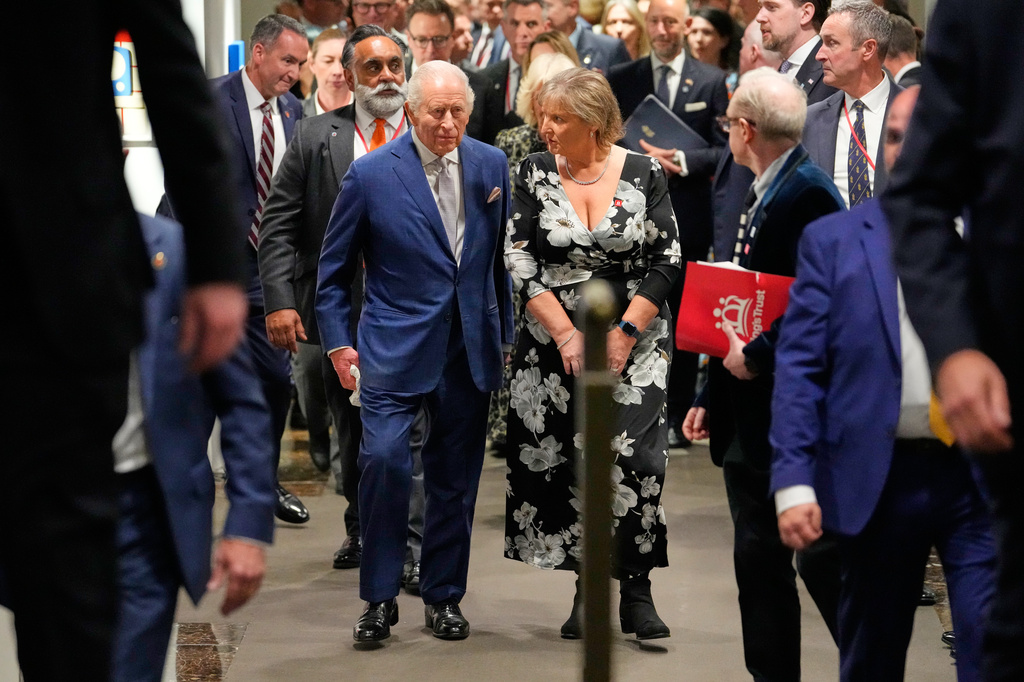 Britain's King Charles III, left, attends a cultural reception Wednesday, April 29, 2026, in New York. (AP Photo/Yuki Iwamura, Pool)