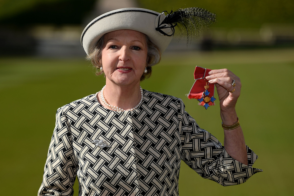 FILE - Dame Penelope Keith after she was made a Dame Commander for services to the Arts and to charity during an Investiture ceremony at Windsor Castle, England, July 3, 2014. (Andrew Matthews/PA via AP, File)