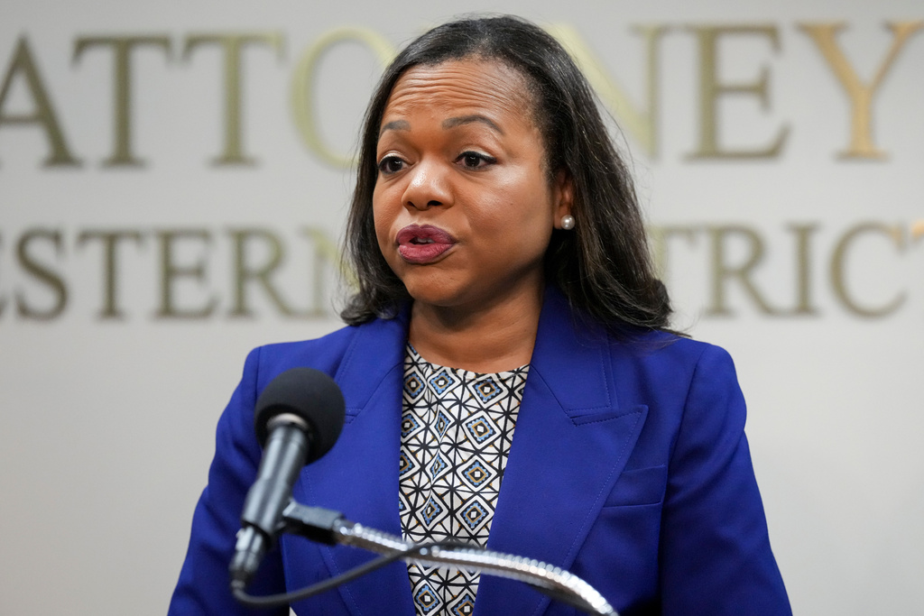 FILE - Assistant Attorney General Kristen Clarke of the Justice Department's Civil Rights Division speaks during a news conference Thursday, Dec. 5, 2024, in Memphis, Tenn. (AP Photo/George Walker IV, File)