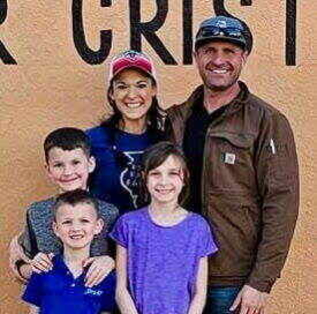 This photo provided by Darren Bailey's campaign shows left to right; Finn Bailey, 10; Samuel Bailey, 7, mother Kelsey Bailey, Vada Rose Bailey, 12, and father Zachary Bailey. (Darren Bailey Campaign via AP)