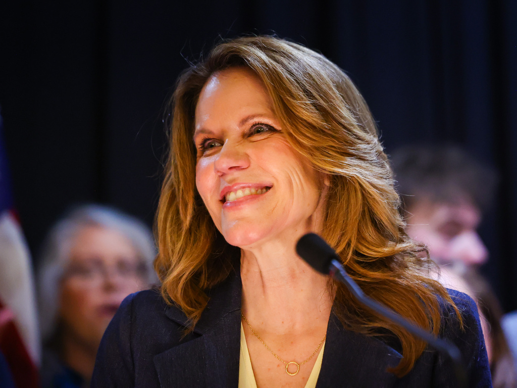 Wisconsin State Supreme Court Justice-elect Chris Taylor pauses while speaking on Tuesday, April 7, 2026, in Madison, Wis. (Owen Ziliak/Wisconsin State Journal via AP)