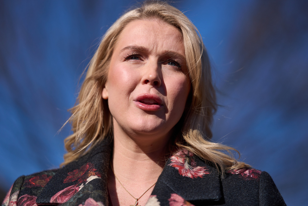 White House press secretary Karoline Leavitt speaks with reporters at the White House, Monday, Jan. 12, 2026, in Washington. (AP Photo/Evan Vucci)