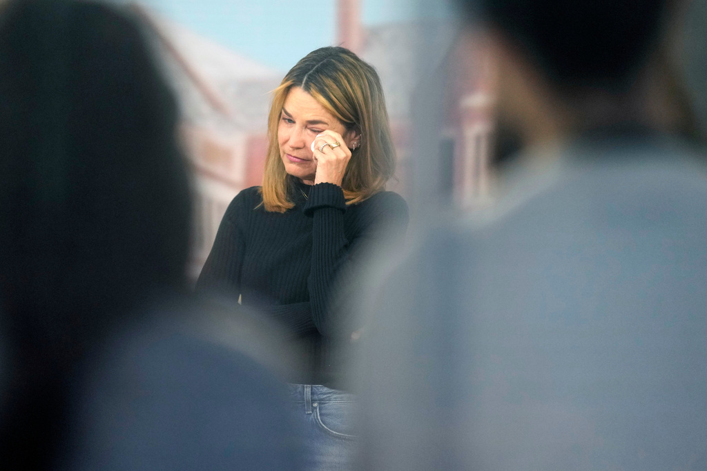 Savannah Guthrie visits the Today show at Rockefeller Plaza in New York on Thursday, March 5, 2026. (Photo by Charles Sykes/Invision/AP)