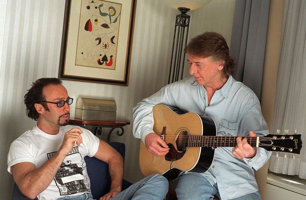 FILE - Paul Rodgers, left, and Mick Ralphs, members of the band Bad Company, appear in New York on April 5, 1999. (AP Photo/Jim Cooper, File)