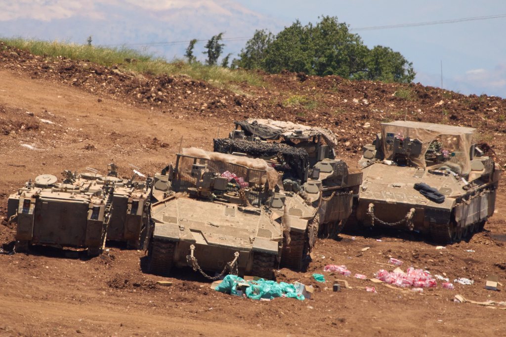 Israeli troops gather on the border with Lebanon in northern Israel, Thursday June 4, 2026. (AP Photo/Ariel Schalit)