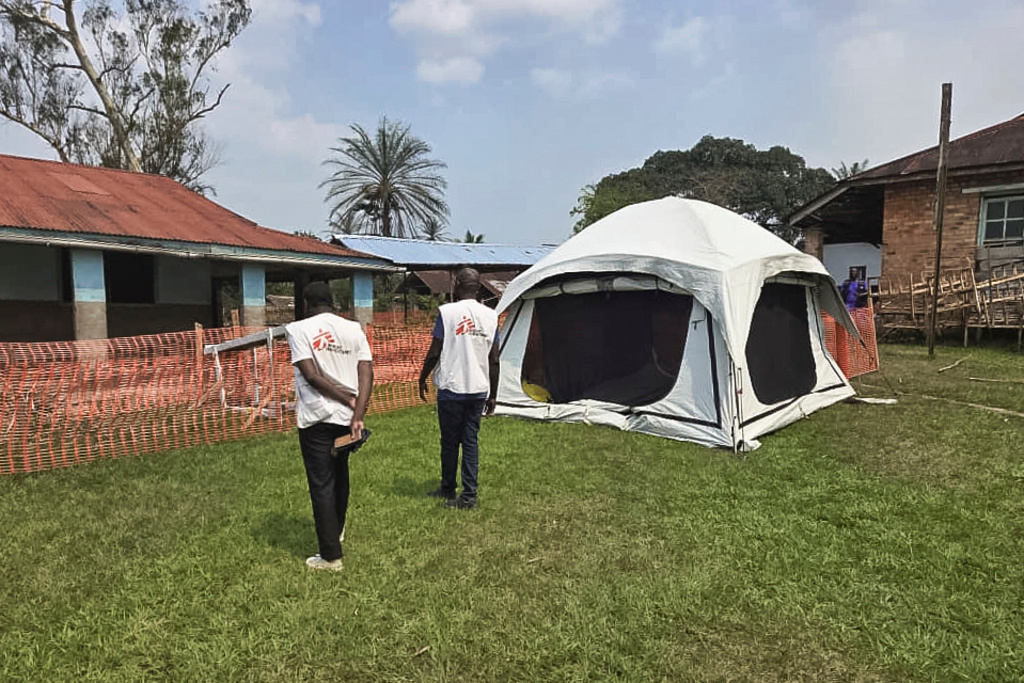 This photo provided by Doctors Without Borders shows part of an Ebola treatment center in the remote Bulape Health Zone, Kasaï province, the Democratic Republic of Congo, Sunday, Sept 7, 2025, that was set up following the outbreak of the Zaire strain of the Ebola virus. (MSF via AP)