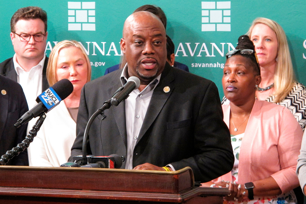 FILE - Mayor Van Johnson speaks at a news conference, March 11, 2020, in Savannah, Ga. (AP Photo/Russ Bynum, File)