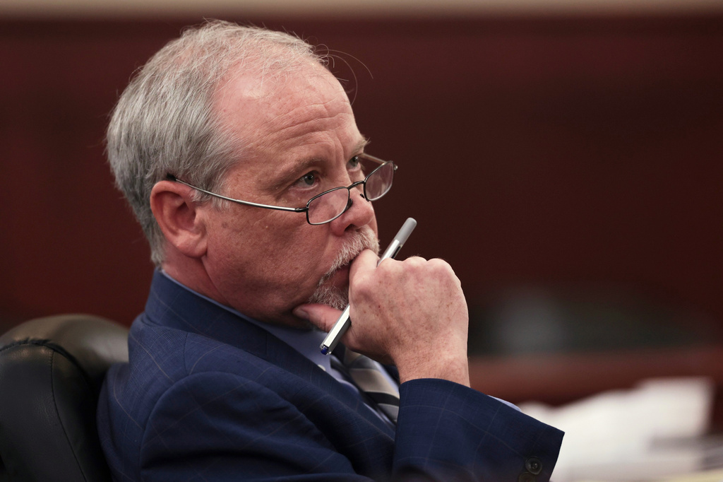 Prosecutor Creighton Waters listens during a hearing for Alex Murdaugh, Friday, Aug. 14, 2026, at the Marc H. Westbrook Judicial Center in Lexington, S.C. (Tracy Glantz/Pool Photo via AP)