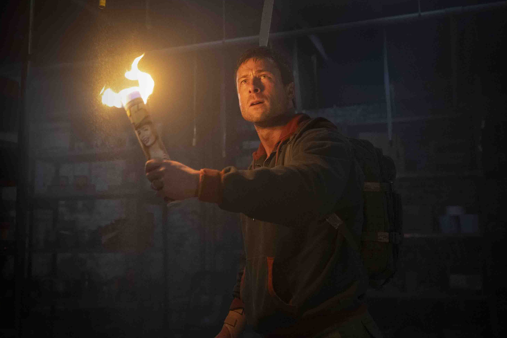 This image released by Paramount Pictures shows Glen Powell in a scene from "The Running Man." (Ross Ferguson/Paramount Pictures via AP)