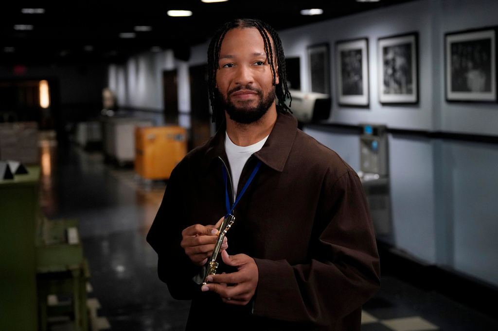 This image released by NBC shows host Jalen Brunson during promos for "Saturday Night Live" on Tuesday, Sept. 22, 2026, in New York. (Rosalind O'Connor/NBC via AP)