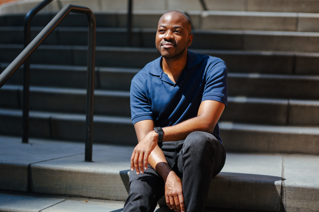 Floyd Jones, the founder of BackBlack, an initiative that supports underfunded Black-led nonprofits, poses for a portrait in Washington Heights, Wednesday, Aug. 19, 2026, in New York. (AP Photo/Angelina Katsanis)