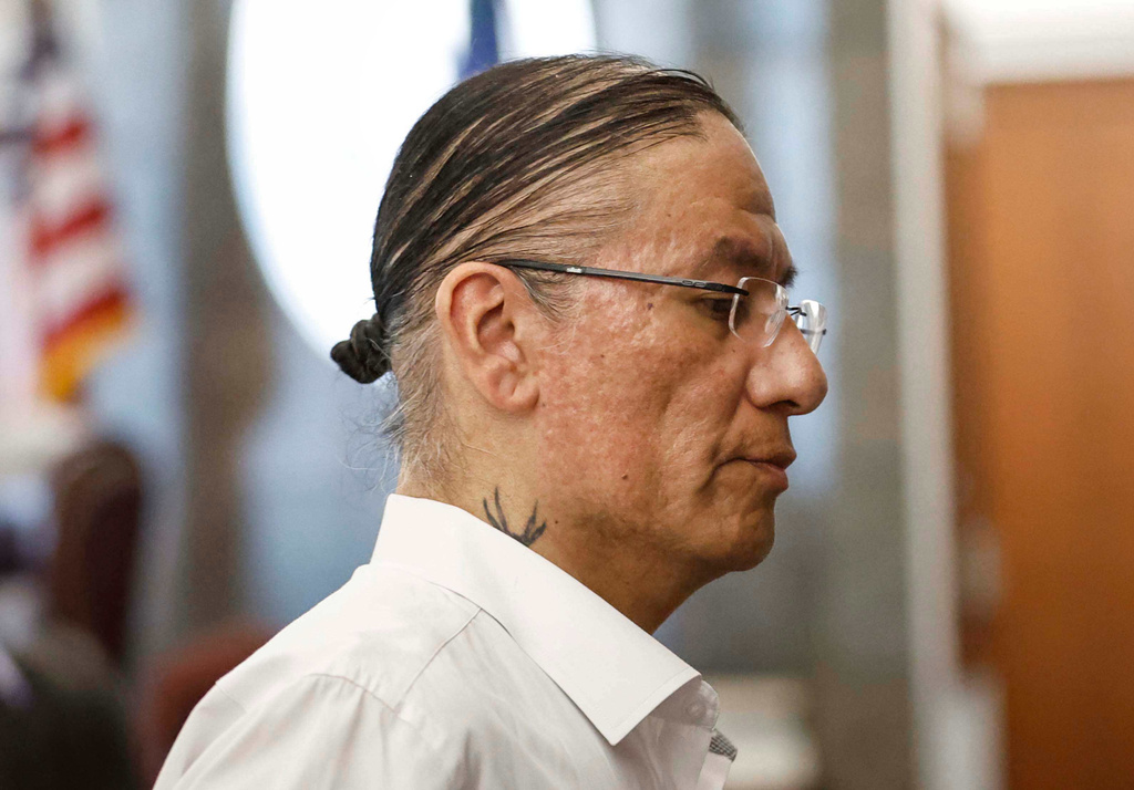 Nathan Chasing Horse appears at a hearing before the start of his trial at the Regional Justice Center, Monday, Jan. 12, 2026, in Las Vegas. (Benjamin Hager/Las Vegas Review-Journal via AP)