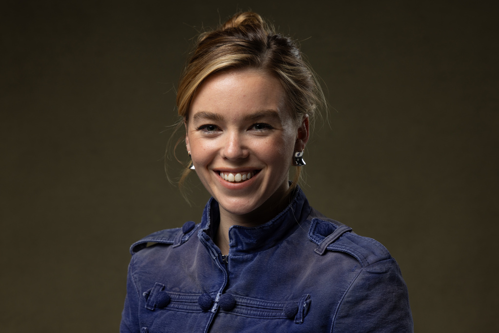 Milly Alcock poses for a portrait on Wednesday, April 15, 2026, in Los Angeles. (Photo by Willy Sanjuan/Invision/AP)