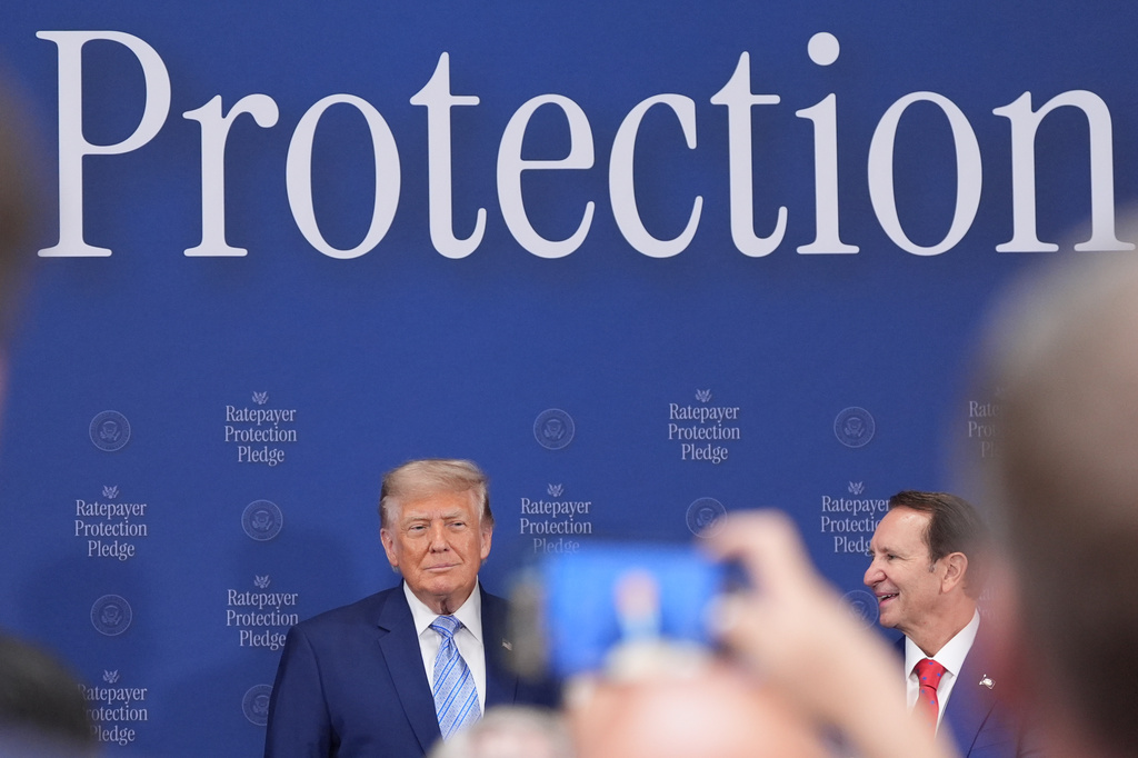 President Donald Trump arrives to speak at the Environmental Protection Agency (EPA) Thursday, July 23, 2026, in Washington, as Louisiana Gov. Jeff Landry watches. (AP Photo/Alex Brandon)