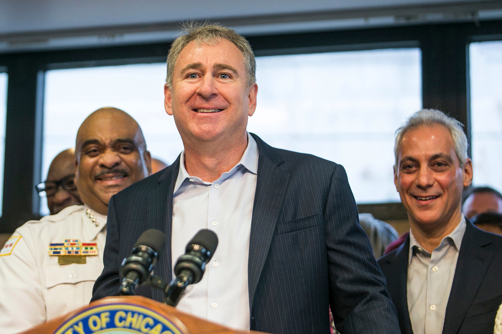 FILE - Chicago billionaire Ken Griffin speaks at a news conference in Chicago, April 12, 2018. (Ashlee Rezin/Chicago Sun-Times via AP, File)