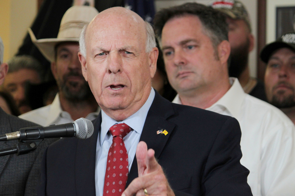 FILE - Trump public lands nominee and former Republican Party of New Mexico Chairman Steve Pearce speaks during a news conference in Albuquerque, N.M., Sept. 12, 2023. (AP Photo/Susan Montoya Bryan, File)