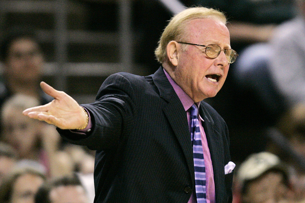 FILE - Washington Mystics coach Richie Adubato directs his team against the Seattle Storm during an WNBA basketball game, Aug. 3, 2006, in Seattle. (AP Photo/Elaine Thompson)