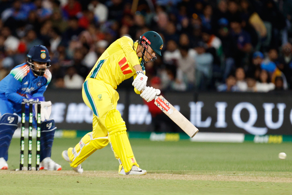 Australia's Cooper Connolly bats during the one day international cricket match between Australia and India in Adelaide, Australia, Thursday, Oct. 23, 2025. (AP Photo/James Elsby)