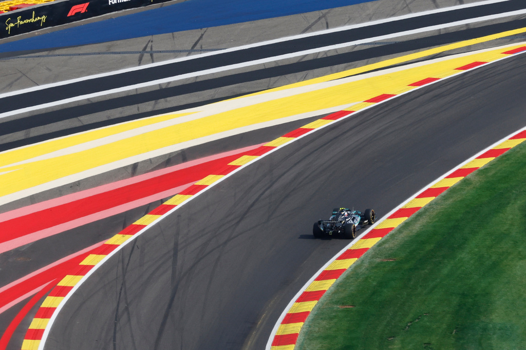 Mercedes driver Andrea Kimi Antonelli of Italy steers his car during the second practice session ahead of the Formula One Grand Prix at the Spa-Francorchamps racetrack in Spa, Belgium, Friday, July 17, 2026. (AP Photo/Geert Vanden Wijngaert)