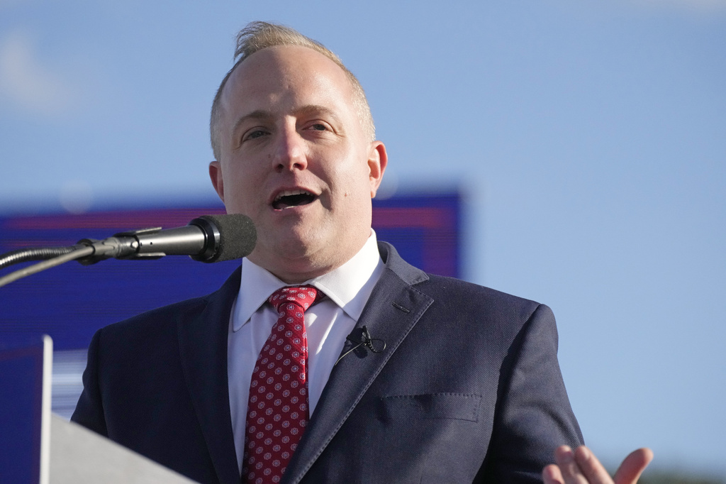 FILE - Republican State Rep. Russell Fry addresses a crowd in Florence, S.C., March 12, 2022. (AP Photo/Meg Kinnard, File)
