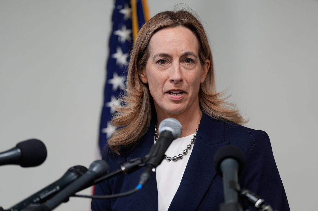 FILE - New Jersey Governor-elect Mikie Sherrill talks to reporters during a news conference in Trenton, N.J., Nov. 5, 2025. (AP Photo/Seth Wenig, File)