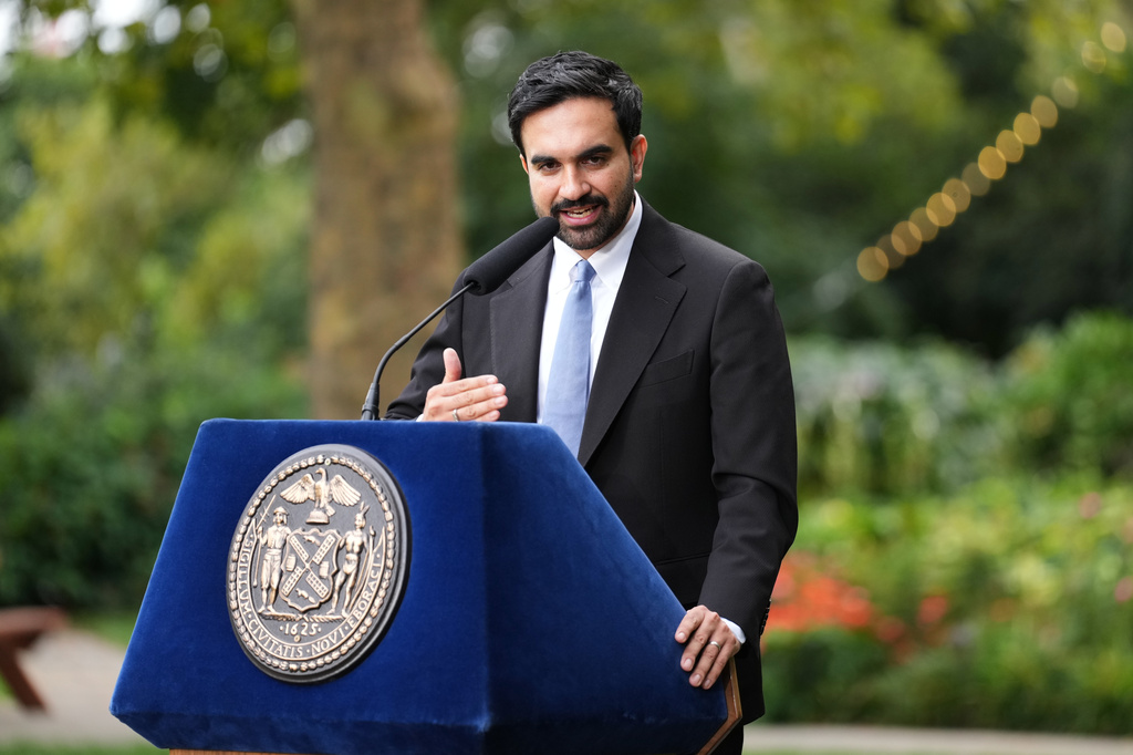 New York City Mayor Zohran Mamdani speaks to media after his meeting with President Donald Trump, Monday, Sept. 21, 2026, in New York. (AP Photo/Adam Gray)