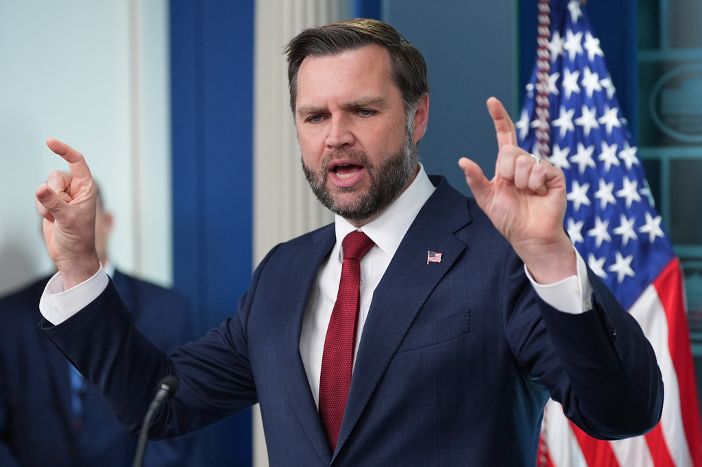 Vice President JD Vance speaks with reporters in the James Brady Press Briefing Room at the White House, Thursday, Sept. 3, 2026, in Washington. (AP Photo/Alex Brandon) CORRECTION: Date corrected to Sept. 3 instead of July 23.