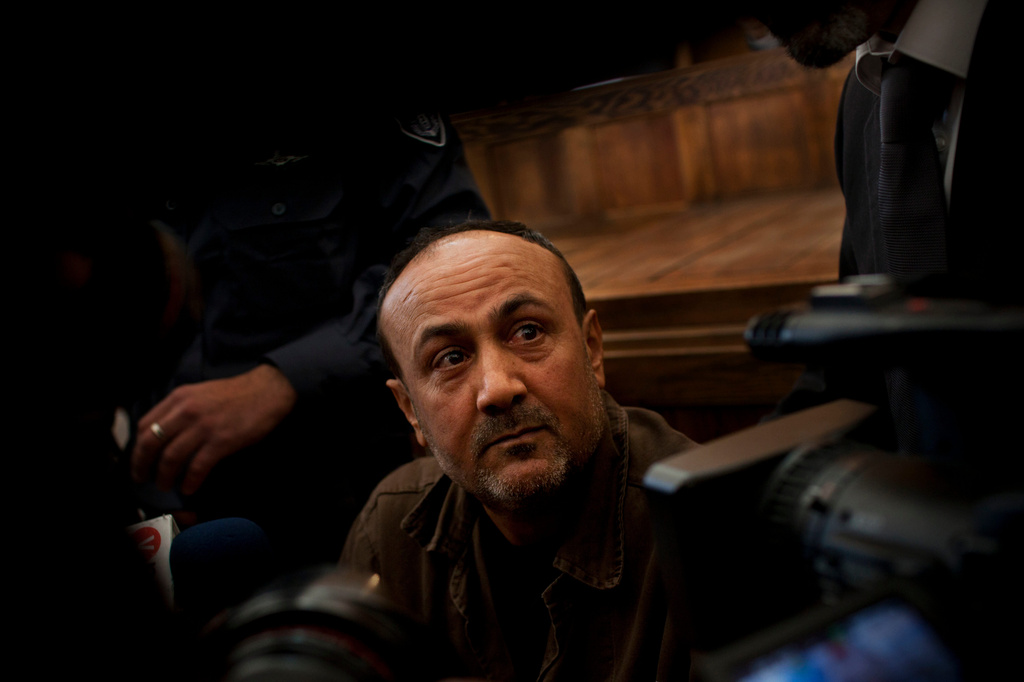 FILE - Senior Fatah leader Marwan Barghouti appears in Jerusalem's court on Jan. 25, 2012. (AP Photo/Bernat Armangue, File)