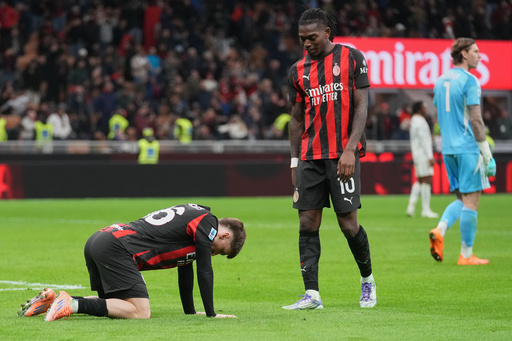 AC Milan's Alexis Saelemaekers reacts after a miss during the Serie A soccer match between AC Milan and Pisa in Milan, Italy, Friday, Oct. 24, 2025. (AP Photo/Antonio Calanni) AC Milan's Alexis Saelemaekers reacts after a miss during the Serie A soccer match between AC Milan and Pisa in Milan, Italy, Friday, Oct. 24, 2025. (AP Photo/Antonio Calanni)